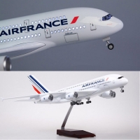 1/160 Scale 50.5CM Airplane Airbus A380 Air France Airline Model W LED Light & Wheel Diecast Plastic Resin Plane For Collection
