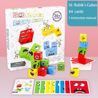 Cube Table Games Expression Puzzle Face Change Cube Building Blocks Toys Early Learning Educational Match Toy for Children Gift