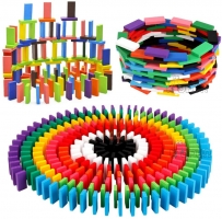 100/300/500pcs Children Color Sort Rainbow Wood Domino Blocks Kits Early Bright Dominoes Games Educational Toys For Kid Gift