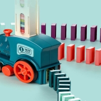 2022 Kids Electric Domino Blocks Musical Train Car Set Sound Light Automatic Laying Dominoes Brick Game Educational DIY Toy Gift