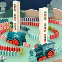 Electric Domino Train Car Set Sound & Light Automatic Laying Dominoes Brick Blocks Game Educational DIY Toy For Children