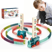 Child Domino Train Car Set Sound Light Automatic Laying Domino Brick Colorful Dominoes Blocks Game Educational DIY Toy Kids Gift