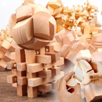 Wooden 3D Clicking Building Blocks Puzzles Stress Reliever Unlocking Toys for Girls Boys Intelligence Educational Children Kids