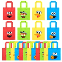 20Pcs Sesame Non Woven Party Favor Bags Monster Reusable Candy Treat Tote Sack with Handle Theme Gift Bags Party Decor for Kids