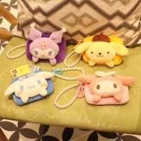 Sanrio Plush Wallet Keychains Cinnamoroll Accessories Kawaii Kuromi Plushies Pendant Cute My Melody Earphone Plush Card Bag Girl
