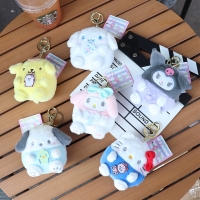 Cartoon Cute Sanrio Melody Plush Purse Keychain Hello Kitty Coin Purse Cinnamoroll Plush Pendant Soft Stuffed Plush Toy for Girl