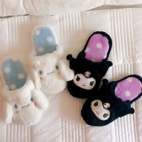Sanrio Slippers Women My Melody Slippers Kuromi Cinnamoroll Kt Cat Plush Shoes Anime Stuffed Toys Home Indoor for Winter Gifts
