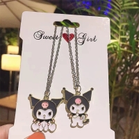 Cute Sanrio Plush My Melody Kuromi Devil Alloy Necklace Kawaii Cartoon Pendants Jewelry Jewelry Gift for Girl Women Birthday