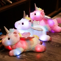 38cm Kawaii Lightning Unicorn Plush Toys Soft Stuffed Animal Colored Lights Unicorn Pillow Luminous Doll Children Girls Gift