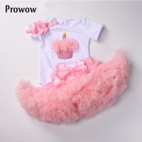 6-24M Baby Girls Tutu Clothes Set White Bodysuit Pettiskirt Birthday Outfits Infant 1st Party With Headband  Suit for Baby Girls