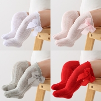 USD12 Free Shipping 0-24Months Baby Girls Newborn Infant Toddler Cotton Mesh Thigh High Long Socks Stockings with Bow