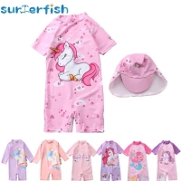 Swimwear Hat 2PCS Set Shark Dinosaur unicorn Summer girl boys swimming suit Infant Toddler Swimwear Kids Beach Bathing Suits
