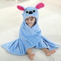 Blue Pink Stitch Animal Cosplay Hooded Baby Infant Girl Boy Flannel Bath Towel Wrap Bathrobe Cute Cartoon Pajama Sleepwear
