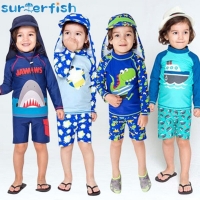 Kids Boy Swimsuit Two Piece Children Swimwear Child Swim Trunk Beach Cap Baby Swimsuit Cartoon Split Rash Guard Bathing Suit