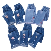 Princess Jeans Children's Clothing Pants Teenage Wide Leg Jeans Girl Clothes Flared Jeans Slim Fit For 2 to 12 years Children