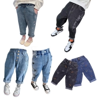 2022 Baby Jeans For Girls Spring Autumn Jeans Trousers Denim Girl Casual Style Loose Straight Clothes Jeans Children's Clothing