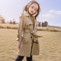 4-13Y Teen Girls Long Trench Coats 2022 New Fashion England Style Windbreaker Jacket For Girls Spring Autumn Children's Clothing