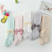 New Summer Girls Pantyhose Soft Cotton Breathable Mesh Bow Tie Decor Tights Stockings Princess Babys Kids Anti-mosquito Leggings