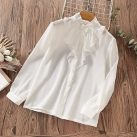 Longsleeve Clothes for Teenagers Chiffon Shirt for Girl White Blouses Kids Clothes Spring Children Clothing  6 8 9 10 12 13 14 Y