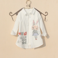Girls Blouse 2020 Spring Children Clothes Cartoon Rabbit Long Sleeve Tops White Blouses for 8 To 12 Years Teenage Girls Shirt