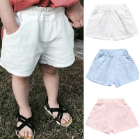 2022 Baby Boys Shorts Summer Cotton Solid PP Linen Shorts For Girls Harem Pants Toddler Children Short Casual Kids Clothing 1-7y
