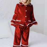 2022 Red Christmas Baby Boy Girl Warm Family Pyjamas Sets Golden Velvet Kids Match Pajamas Children Dress Clothes Toddler Pjs