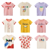 2022 Summer 2-8 Years Kids Girl Shorts Sleeve T-shirts Printed Little Girl Top Baby Girl T Shirts Children Toddler Girl Clothes