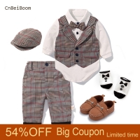 Toddler Boys Clothing Set 2022 Spring Baby cotton plaid Children Kid Clothes Suits 5pcs birthday Party Costume 1 2 3 Year Gift