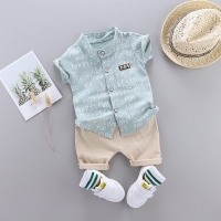 1-4 Years Boys Clothes Baby Summer Letter Shirt Set Print 2 PCS Short Sleeve Shirt + Pants for Infant Toddler Boy Suit Clothes