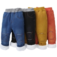 2022 Hot Sale high quality Boys Jeans Casual Child Plus Velvet Pants Winter Kids Jeans boy Girls Thicking Warm Denim Trousers