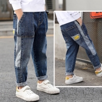 IENENS Kids Boys Jeans Loose Pants Denim Clothing Children Fashion Boy Casual Bowboy Long Trousers  5-13Y