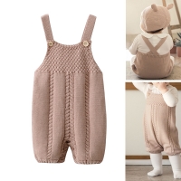 TOU-Baby Winter Vest Overalls Newborn Sleeveless Warm Romper Kids Knit Overalls Jumpsuit Infant Autumn One-Piece Romper Outfits