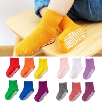 6 Pairs/Lot Spring Autumn Kids Anti-slip Socks Solid Color Soft Breathable Cotton Babys Boat Socks Boys GirlsTrampoline Socks