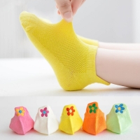 5 Pairs Summer New Short Socks for Children Flower Smiley Bear Candy Embroidery Kids Boat Socks Breathable Cotton Sports Socks