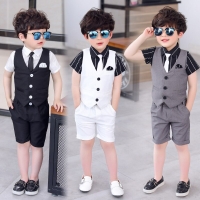 Summer Boys Wedding Suits Vest Shorts Dress Children School Sets Formal Party Kids Costumes Baby Boy Gentleman Holiday Clothes