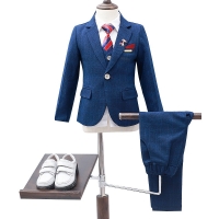 Children's Formal 4pcs Suit Sets Flower Boy Wedding Party Prom Birthday Dress Costume Kids Blazer Vest Shirts Pants Outfits