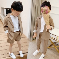 Boys Girls Casual Hansome Suits Set Children Spring Summer Blazer Pants/shorts 2pcs Clothes Sets Kid Birthday Party Show Costume