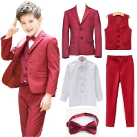 Brand Kids Wedding Party Suits Flowers Boys Formal Suit Gentleman Blazer ceremony Costume 5PCS Garcon School wears L4