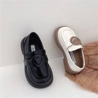 2022 New Autumn Baby Shoes Leather Toddler Girls Sneakers Cute Smiley Face Pattern Princess Shoes Fashion Infant Shoes