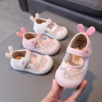 2022 New Childrens Shoes Princess Kids Leather Shoes for Girls Cute Bunny Ear Wedding Party Dance Shoe Child Lace Upper F01132