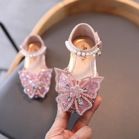 Summer Girls Sandals Fashion Sequins Rhinestone Bow Girls Princess Shoes Baby Girl Shoes Flat Heel Sandals Size 21-35 SHS104