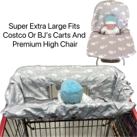 X-LARGE Sloth And Elephant Shopping Cart Covers for Baby Boy Cotton Grocery cart Cover for Babies, Infant High Chair Cover