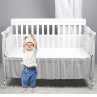 Baby Crib Bed Bumper Sandwich Air Mesh Fabric Breathable Soft Ajustable Newborn Bedding Set Infant Bedside Protector Room Decor