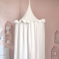 100% Premium Muslin Cotton Hanging Canopy with Frills Bed Baldachin for Kids Room