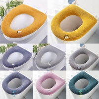 Toilet Seat Cover Thickened Househol Soft Mat Toilet Cover Toilet Seat Cushion Plush Pads with Handle Universal Four Seasons