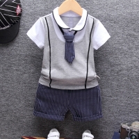 2022 Summer Cotton Baby boy Clothing Sets Formal Infant 1 Year Birthday Party Clothes Suit T-shirt+Pant Children's Cloth Sets