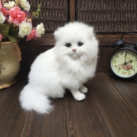 White Persian Cat Stuffed Plush Toy - Realistic and Cute Decoration for Kids - Perfect Xmas Gift