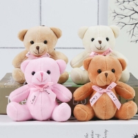 5Pcs/Set Wholesale Kawaii Teddy Bear Plush Doll Peluche Brinquedos Bag Keychain Stuffed Toys 10CM