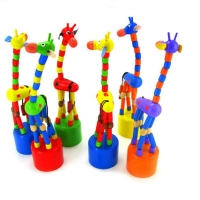 1Pcs Funny Cartoon Rocking Giraffe Wooden Toy Figures Cute Novel Dancing Stand Colorful Animals Toys For Kid Children's Day Gift