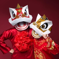 3D Paper Mask Fashion Lion Dance  Animal Costume Cosplay DIY Paper Craft Model Mask Christmas Halloween Prom Party Gift